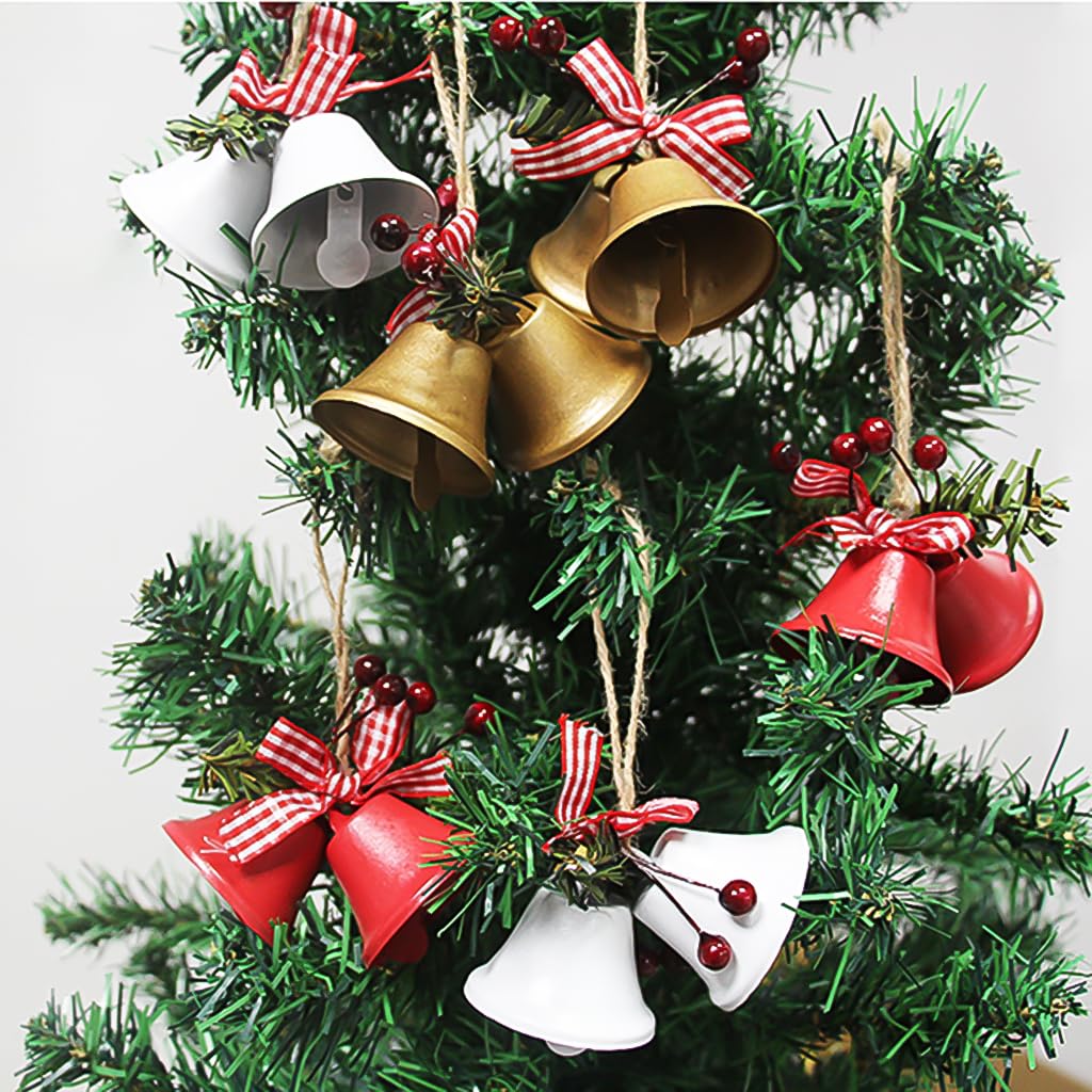 12 Pcs Red Christmas Bells, Tree Hanging Ornaments Metal Jingle Bells for Christmas Holiday Wreath Decoration Party & Home Door Festival Décor Campanas De Navidad