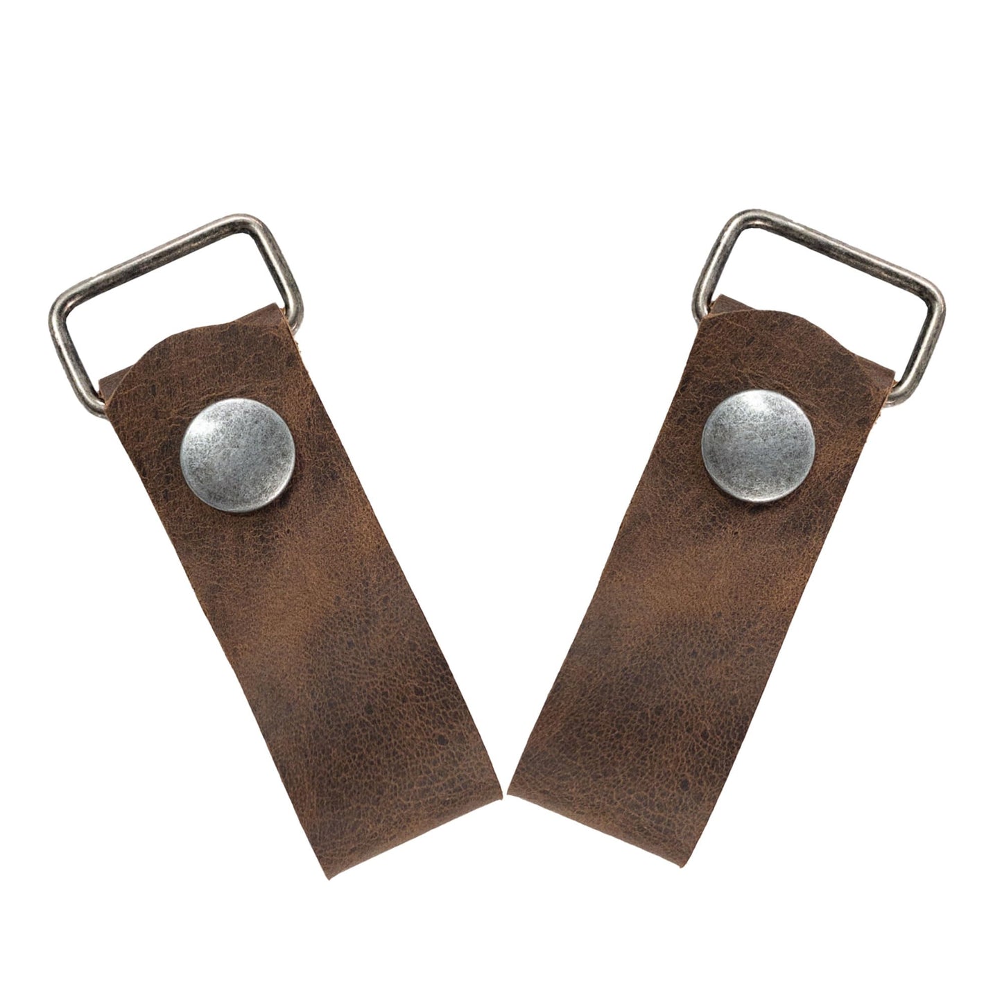 Hide & Groom, Set of 2 Suspender Loops Attachment for Men with Snap Closure, Heavy Duty, Wedding Accessories, Full Grain Leather, Handmade, Bourbon Brown