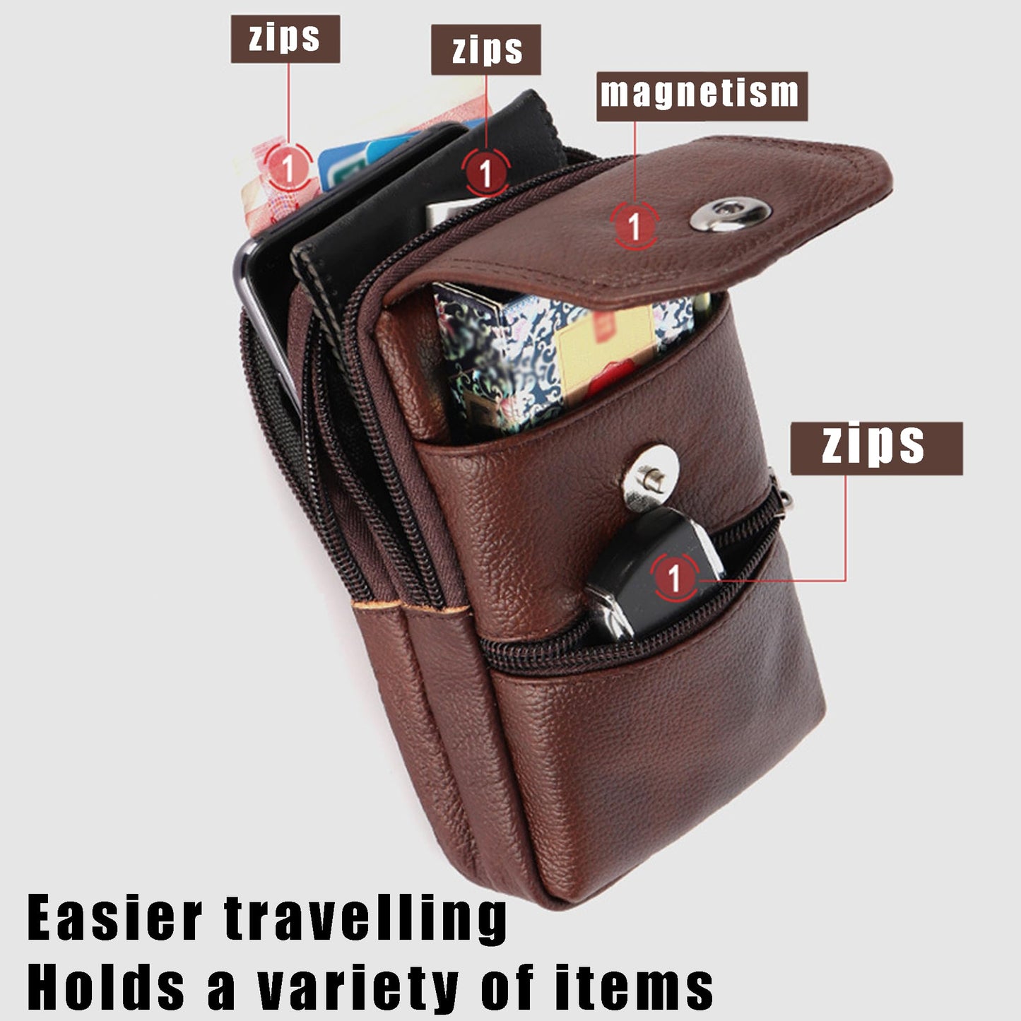 YIUMLMN Leather Cigarette First Layer Cowhide Material Lighter Holder Leather Cigarette Case Stylus Belt Clip Case Crossbody Bag Wallet Purse Cell Phone Pouch