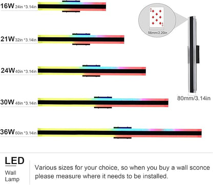 TODOLUZ 2-Pack 60-Inch Outdoor RGBW Long Wall Light Fixture, IP65 Waterproof 36W Linear Wall Sconce Lighting with Remote Control for Garage Porch Party Gathering