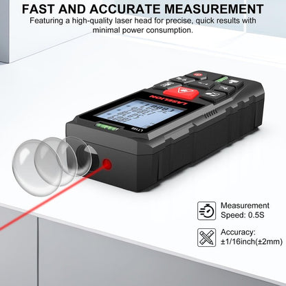 LT100 Laser Measure, 328ft/100m Laser Measurement Tool, with 2 Bubble Levels, Measuring Tool 4 Units Conversion、LCD Backlit Display, IP54 Waterproof, Pythagorean Mode for Distance, Area, Volume