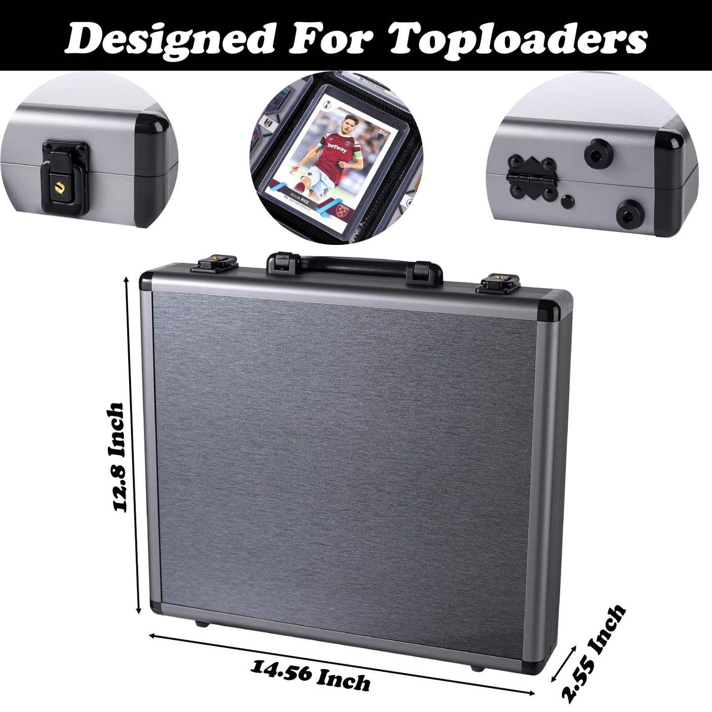 Azamou Toploader Binder for Trading Cards, Hard Cases, Holds 216 Toploaders, 9 Pocket Sleeves for 3" x 4" Cards (Gray 216-Toploaders)