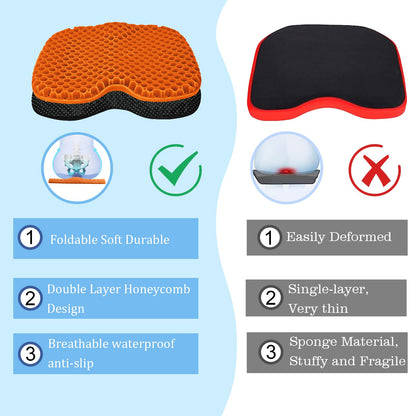 NEW-Vi Anti-Slip Kayak Seat Cushion - Waterproof Thicken Gel Boat Kayak Canoe Rowing Stadium Pad for Sit in Kayak Chair Kayak Accessories Equipment Gear for Fishing Kayak,Orange
