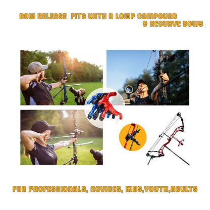 sntxmy Bow Release for Compound Bow 360° Rotatable Thumb Release for Compound Bow Archery Trigger Release (4 Fingers Blue)