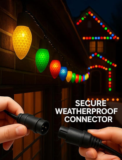 LED C9 Christmas Lights Outdoor,100FT 150 LEDs,App Remote Controlled RGB Smart String Lights with DIY,Music Sync & Timer,108 Modes,Waterproof & Extendable for Roofline,House,Xmas Tree,Halloween Decor