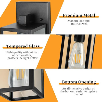 4 Pack Outdoor Light Fixtures, Black Exterior Light Wall Mount, Aluminum Porch Wall Lanterns Waterproof Outside Light for House Front Door Light for Patio Garage Doorway