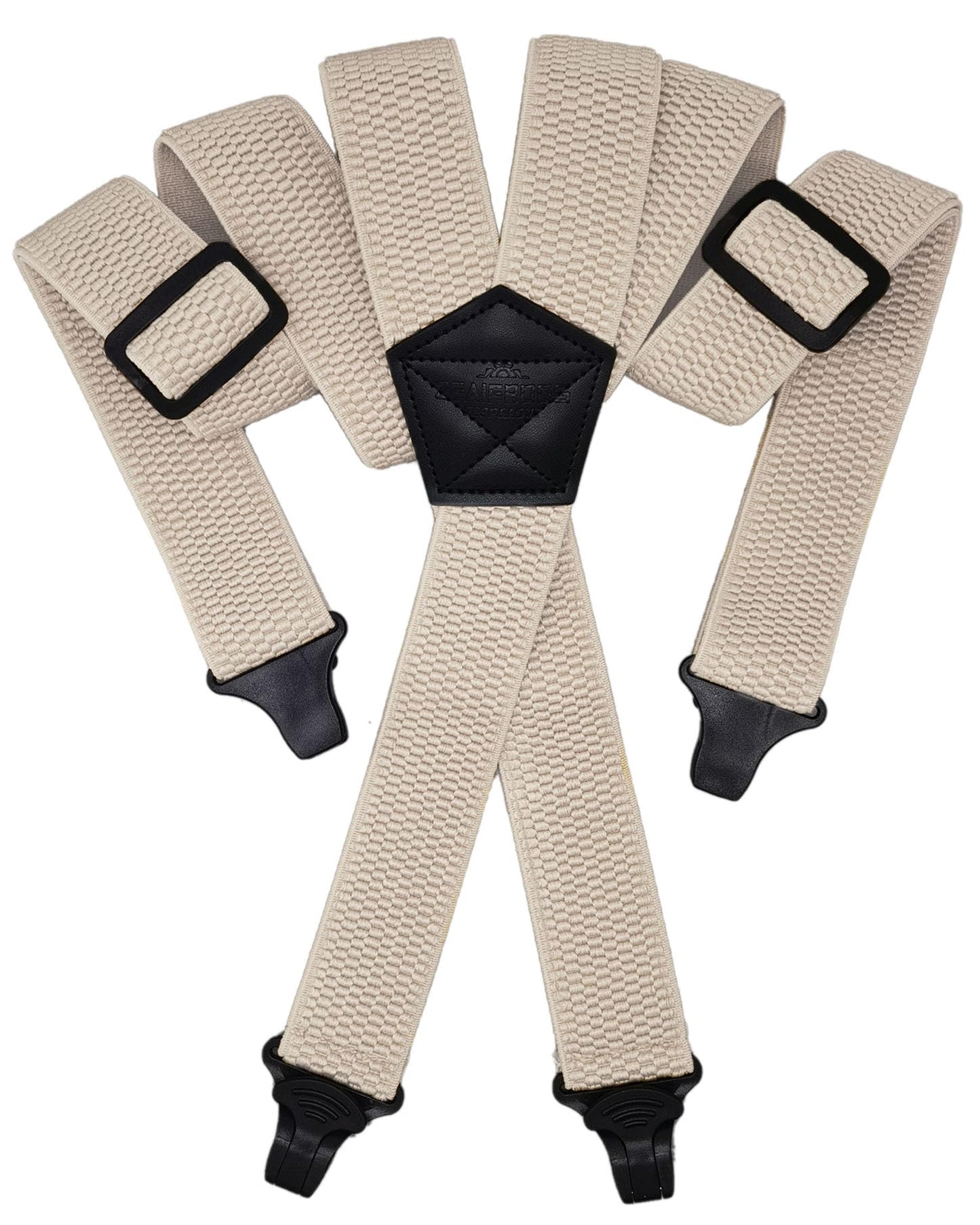 ZEAIFROOG Heavy Duty Suspenders for Men With Strong Plastic Clips Security Check Friendly.X-Shaped 1.5" Wide Khaki Men's Suspenders for Jeans or Pants