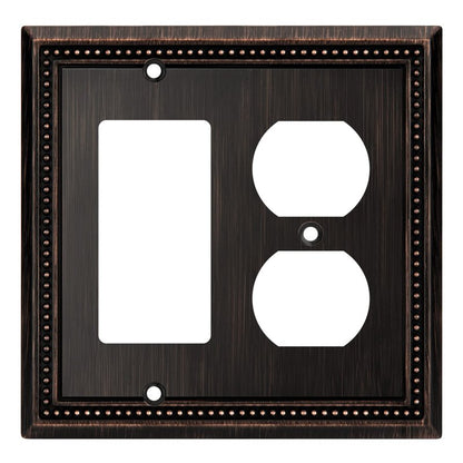 Henne Bery Sunken Pearls Heavy Duty Decorative Wall Plate Switch Plate Outlet Cover (Decorator/Duplex, Aged Bronze)