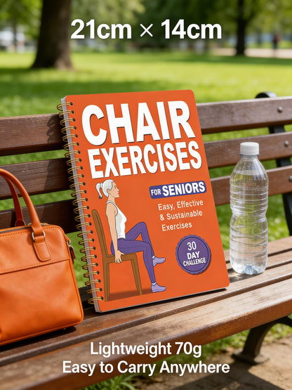 Chair Yoga Book for Seniors Over 60, Orange Cover with Exercise Chart, Gentle Poses for Weight Loss and Mobility, Senior Workout Guide for Beginners