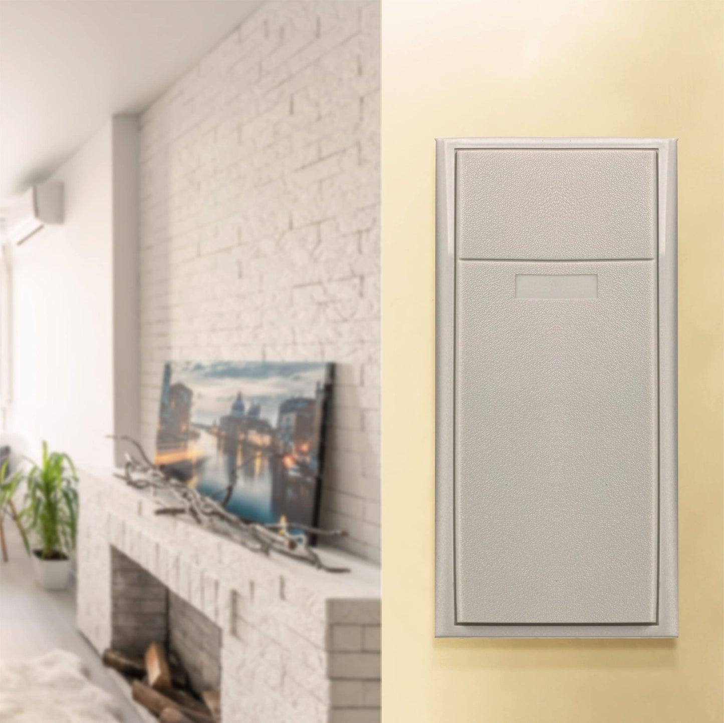 Newhouse Hardware MCHBV Wireless Mechanical Two-Note Chime and Door Button with Built-in Viewer, One Size, White/Brass