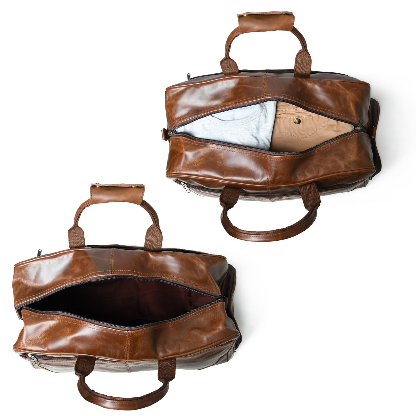 Duffle Bag For Men and Women, 21 Inch Vintage Buffalo Leather Travel Duffle Bag, Genuine Carry On Overnight Bag, Weekender Gym Bag with Shoulder Strap, Carry on Airplane Luggage Bags
