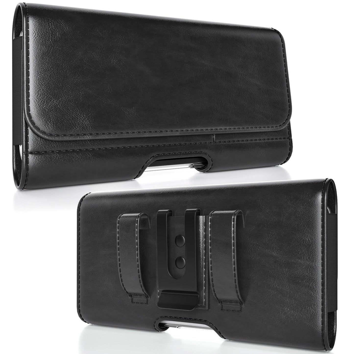Stronden Magnetic Closure Holster for Google Pixel 10 Pro XL, Pixel 9 Pro XL - Leather Belt Case, Premium Pouch (Fits Slim/Regular Case On) (Black, Large)