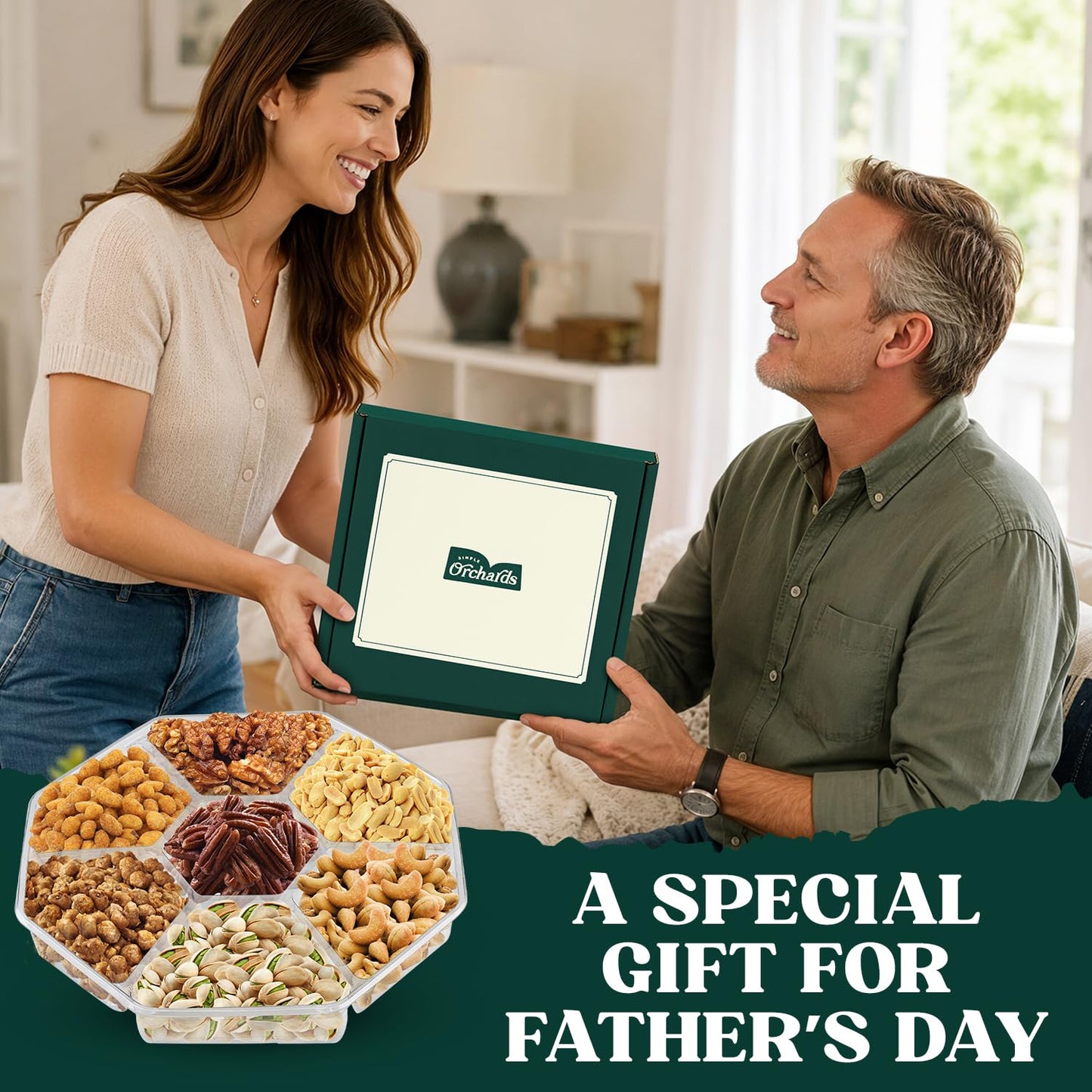 Nuts gift Basket - With a Variety of Freshly Roasted Nuts - Beautifully Packaged Gift Baskets for Woman, Easter Gift Basket for Him.