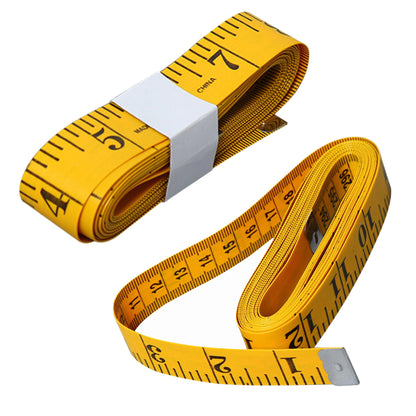 Soft Tape Measure Double Scale Measuring Tape Body Sewing Flexible Tailor Craft Vinyl Ruler for Weight Loss Medical Body Measurement, Has Centimetre Scale on Reverse Side (2pcs Yellow-60 inch)