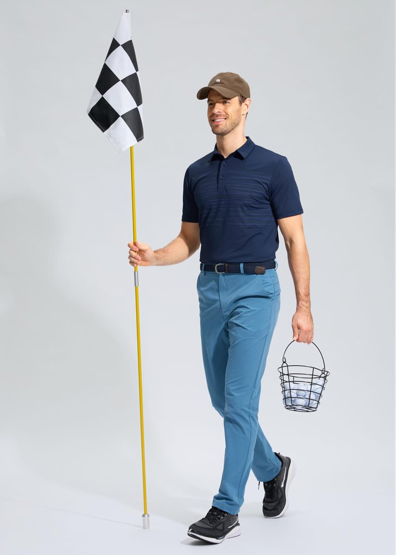 Pudolla Dress Pants for Men Golf Pants Stretch Work Dress Comfy Pants 30 Lightweight Quick Dry Casual Slacks Trousers(Stone Slab Blue 33Wx30L)