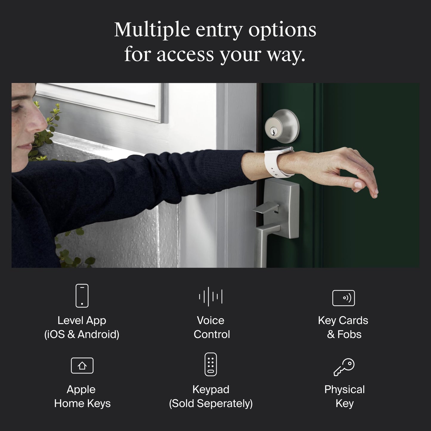 Level Lock+ (Matter) Smart Lock - World's Smallest, Most Advanced Matter-Over-Thread Deadbolt Plus Apple Home Key - Keyless and Remote Access via Apple, Alexa, Google Home, SmartThings (Satin Nickel)