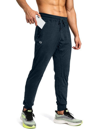 G Gradual Men's Sweatpants with Zipper Pockets Athletic Pants Traning Track Pants Joggers for Men Soccer, Running, Workout(Heathered Cobalt Blue,XL)