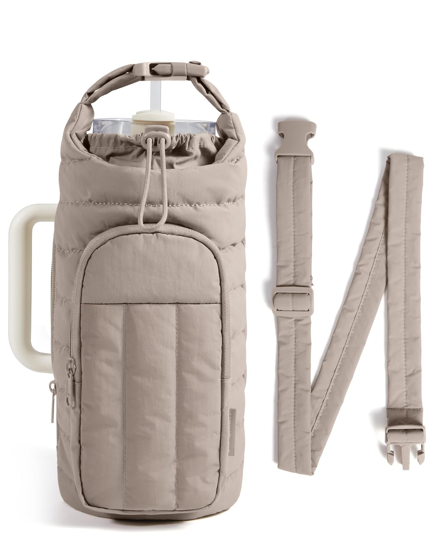 BAGSMART Water Bottle Holder Bag with Strap, 40/32 oz Crossbody Bag Gym Accessories, Sling Purses for Women, Brown