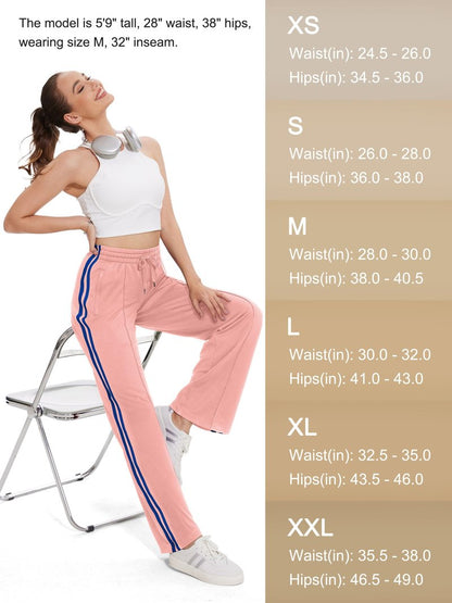 Tapata Women's 30" Inseam Track Pants Elastic Waistband Y2K with Zipper Pockets Dance Studio Sweatpants, Pink, XL