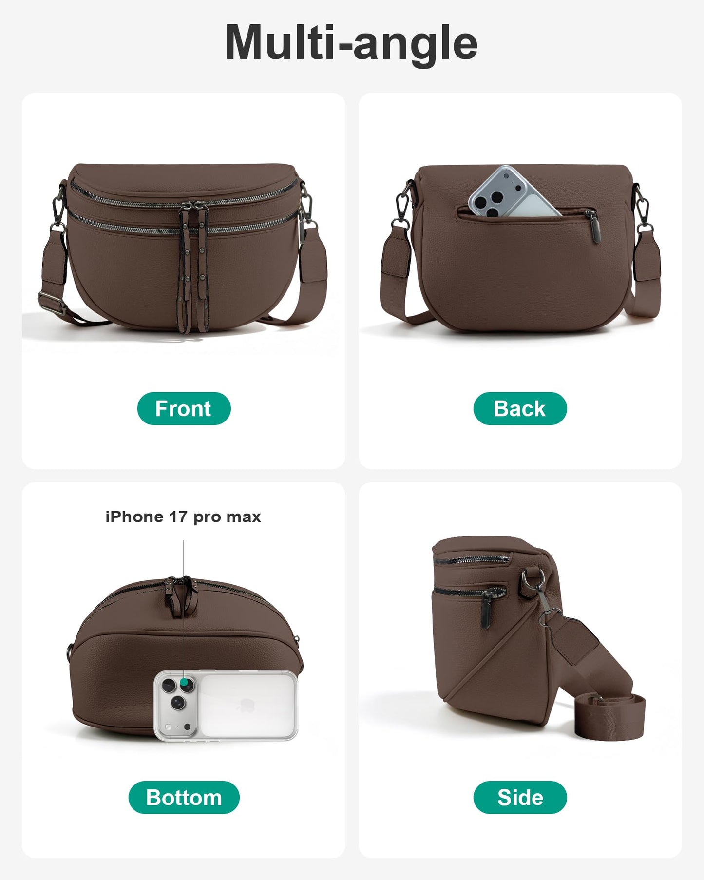 CHERUBEL Crossbody Bags for Women, Soft Vegan Leather Shoulder Crossbody Bum Bags for Women with Coin Purse