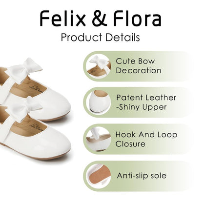 Felix & Flora Girls Dress Shoes - Mary Jane Ballet Flats Party Wedding School Size 8 Toddler