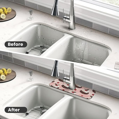 Faucet Draining Mat For Kitchen Sink, Cream Puddings Diatom Mud Absorbent Drain