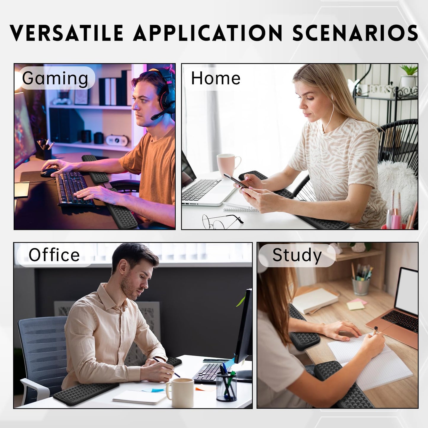 3 PCS L-Shaped Desk Elbow Pad for Desk, Comfort Arm Support Pads Rest for Desk with Non-Slip Base, Easy Relief Typing Pain, Ergonomic Desk Edge Cushion and Wrist Rest for Office Home Computer Keyboard