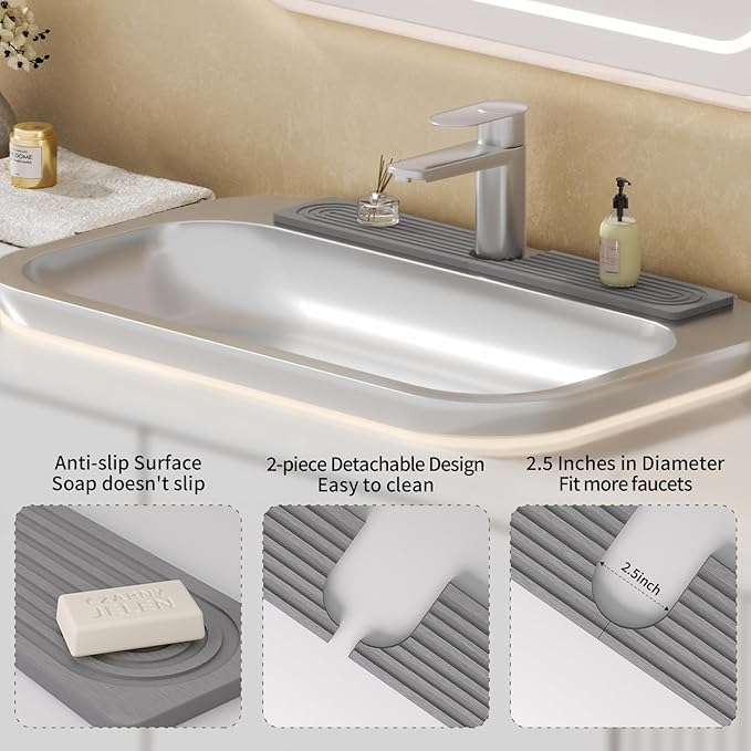 Faucet Mat for Kitchen Sink, Diatomite Stone Drying Sink Protectors, Bathroom