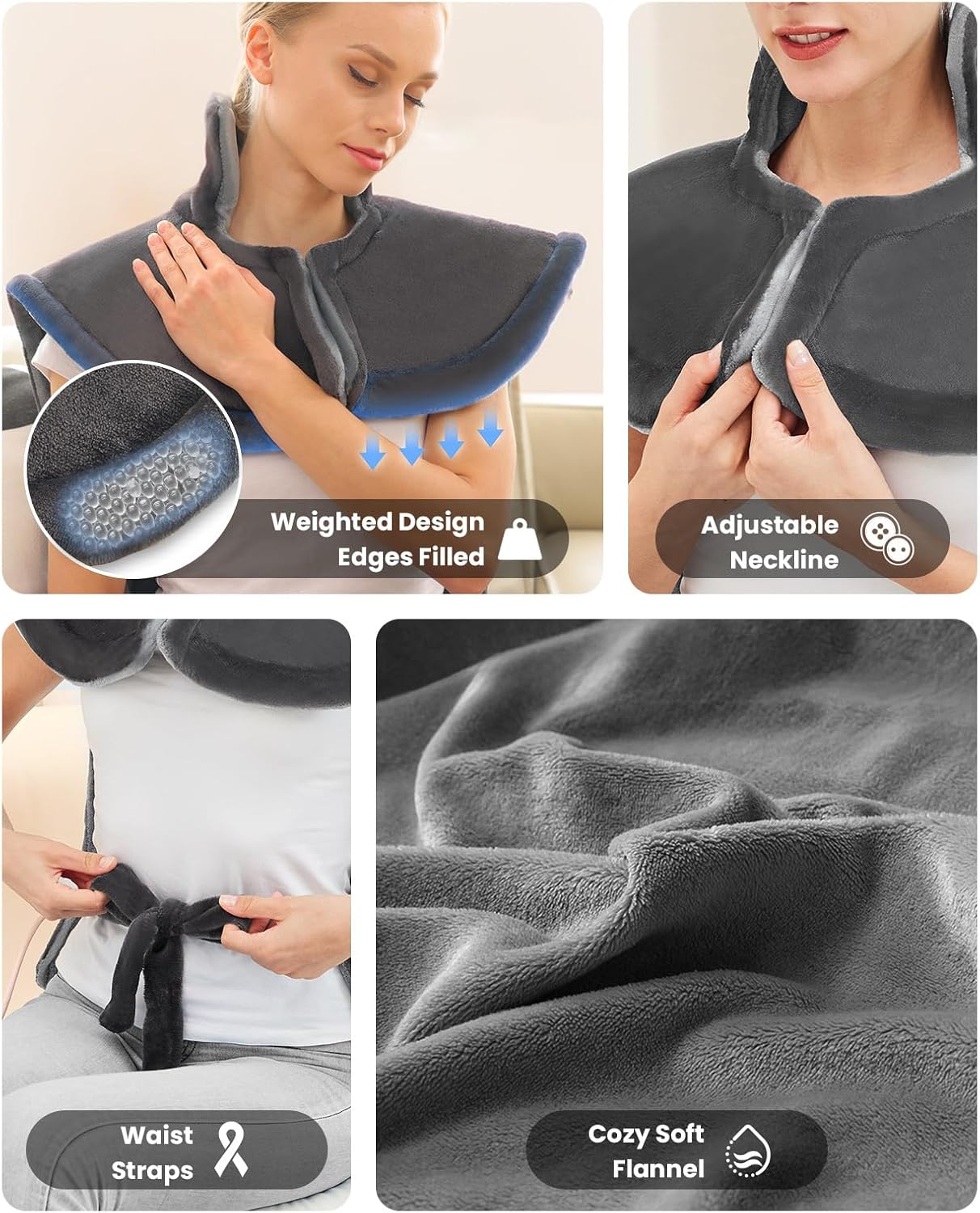 BOB AND BRAD Heating Pad for Back Pain Relief, FSA Edge-Weighted Electric Heat Pad for Neck HSA Eligible, Shoulders &Full Body Relief, Fast Heating, ETL Certified, Gift for Women Men Family 24"x34"