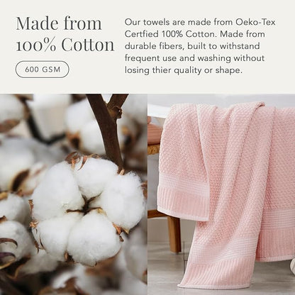 NY Loft 100% Cotton Bath Towel 4 Pack | Super Soft & Absorbent Quick-Dry Bath