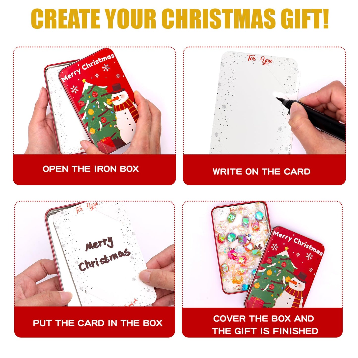 MGparty 16 PCS Christmas Gift Card Tin Holder Boxes Unique Gift Card Tin Boxes Holders with Lids for Christmas Holiday Gift Box Set, Xmas Party Favors