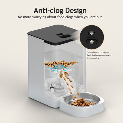 VOLUAS Automatic Pet Feeders for Cats and Dogs, Dry Food Dispenser with Desiccant Bag, Timed Cat Feeder, Programmable Portion Size Control 4 Meals Per Day, 10s Voice Recorder