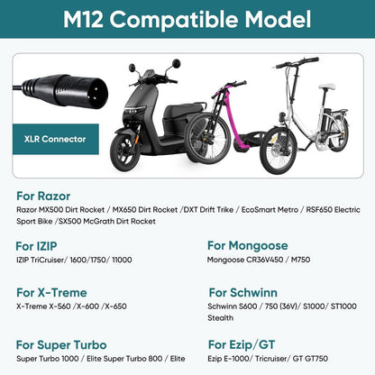 UL Listed 42V 2A Electric Scooter & Hoverboard Charger, 6-in-1 Multi-Plug Scooter Power Adapter Compatible with Segway, Jetson, Gotrax, Ninebot