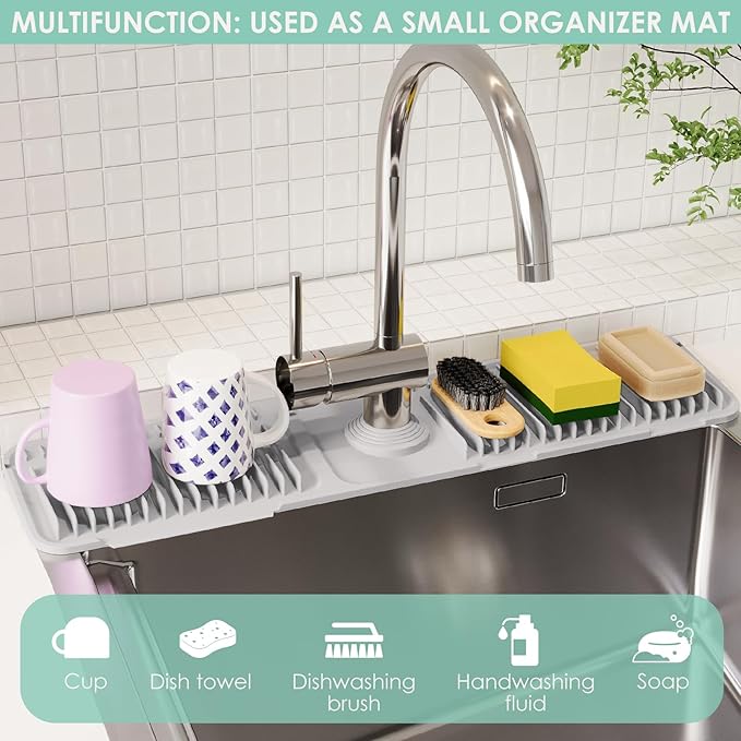 24 Inch Silicone Faucet Mat for Kitchen Sink Splash Guard