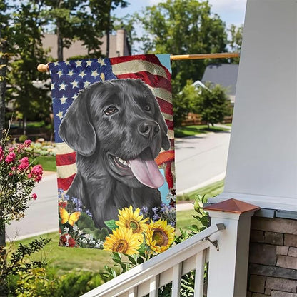 Lab Black Labrador American Flag Patriotic Dog Garden Flag Welcome Party Outdoor Outside Decorations Picks Home House Garden Yard Decor 12x18 Inch