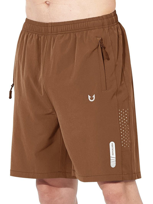 NORTHYARD Men's Athletic Running Shorts Gym Workout 7"/9"/5" Quick Dry Lightweight Sports Basketball Tennis 3 Zipper Pockets Brown 2XL