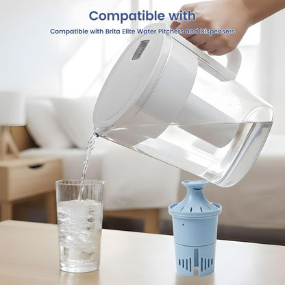 Elovener Elite Water Filter Replacement Compatible with All Brita Elite Pitchers and Dispensers, Everyday, UltraMax, Metro+, XL and More, Lasts 6 Months or 120 Gallons, 4 Count