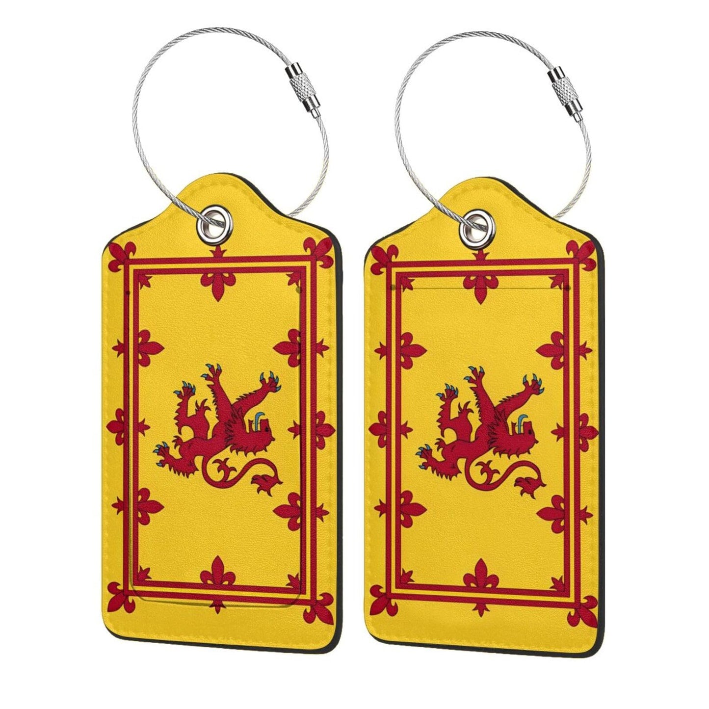 Scotland Rampant Lion Luggage Tag with Stainless Steel Loop Privacy Cover Id Label for Travel Bag Suitcase 2 Pcs
