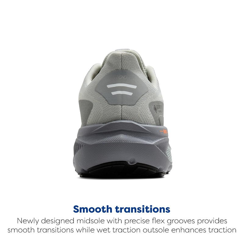 Brooks Men’s Ghost 17 GTX Waterproof Supportive Running & Walking Shoe - Smoke/Primer Grey/Orange - 8.5 Medium