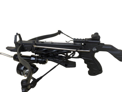 80 lbs WT80B Fishing Crossbow KIT with Guide and BUTTSTOCK Includes 12 Heavy Steel Bolts, 6 Barbed Plastic Fishing Arrows and 3 Aluminum Bolts.