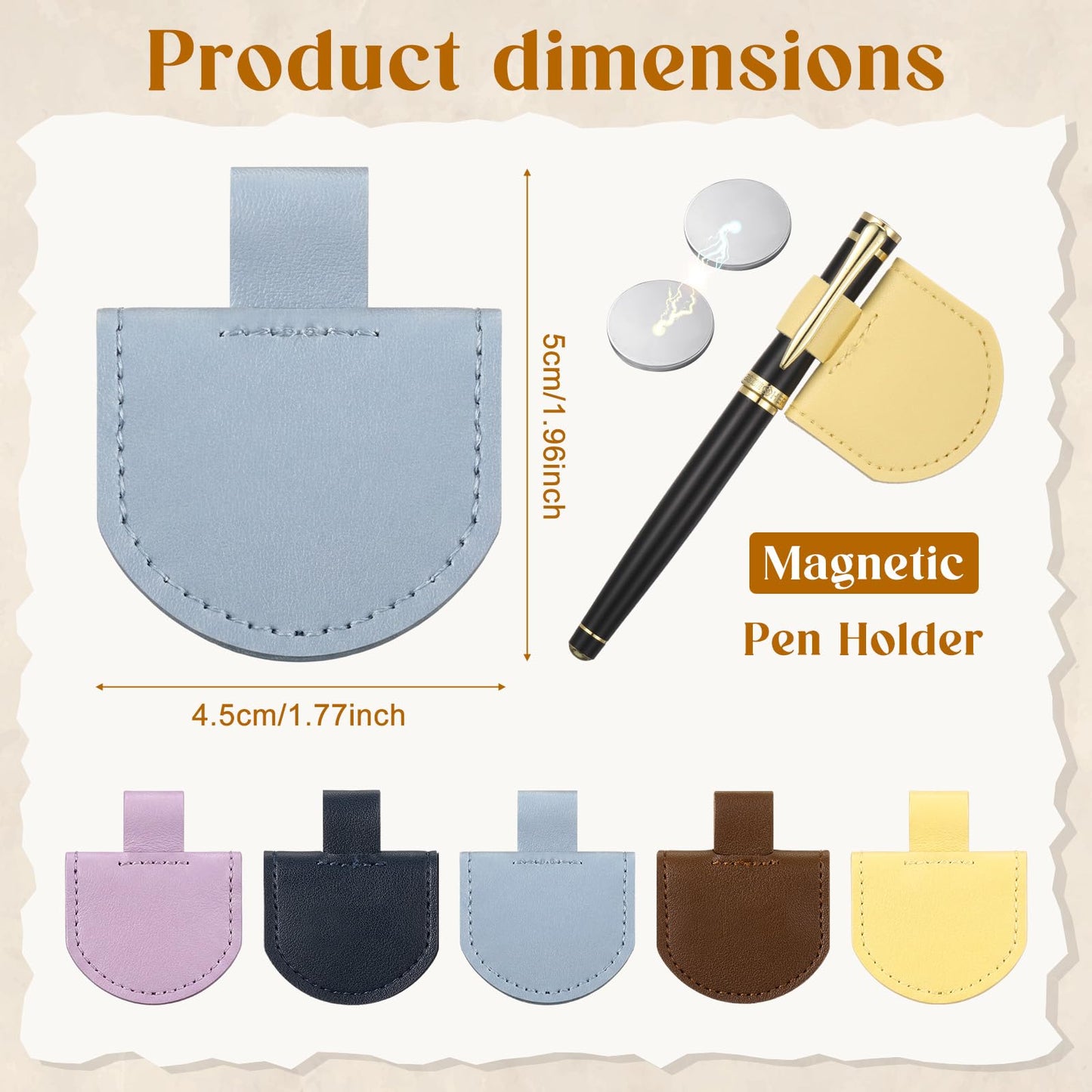 Resurhang 10 Pcs Bookmark with Pen Holder Magnetic Pen Loop Holder Set Personalized Magnetic Bookmarks Leather Book Mark for Teachers Readers Book Lovers Gifts Notebooks Journals Calendars
