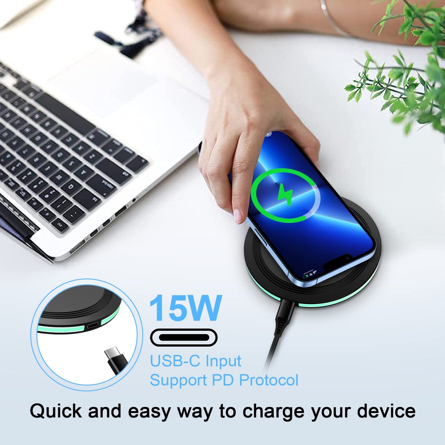 15W Wireless Google Charger Fast Charging Pad for Google Pixel 10 9A 9 Pro XL Fold 8 7 6 Pro 8A 7A,Samsung Galaxy S25 S24 Ultra S23 FE S22 FE S20 Z Flip Fold 7 6,Wireless Charger Station Fast Charging