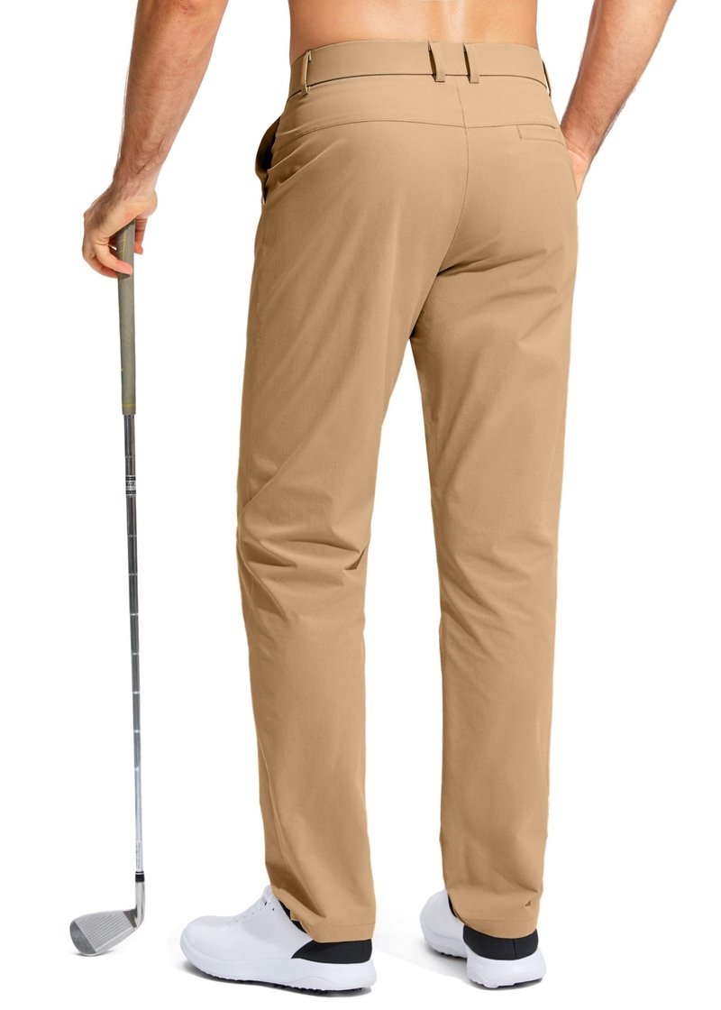 Pudolla Men's Golf Pants Stretch Work Pants for Men Dress Comfy Pants 32 Lightweight Quick Dry Casual Trousers(Dark Khaki 30Wx32L)