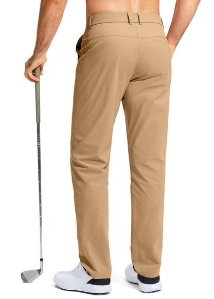 Pudolla Men's Golf Pants Mens Dress Pants Stretch Work Pants 30 Lightweight Quick Dry Slacks Casual Trousers with Pockets(Dark Khaki 38Wx30L)