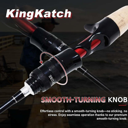 Ultralight Fishing Rod - 6'0” 2-Piece Carbon Graphite Spinning & Casting Rod | Sensitive Fast Action Trout Fishing Pole with Red EVA Handle
