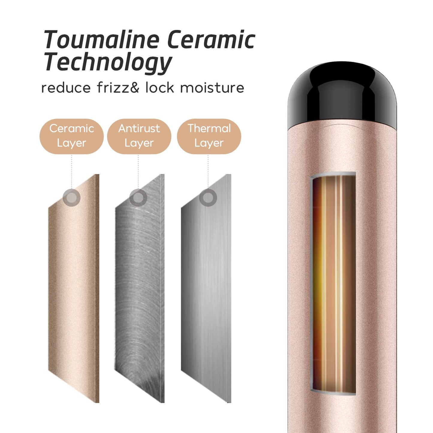 Hoson 1 Inch Curling Iron Professional Ceramic Tourmaline Coating Barrel Hair Curler, LCD Dispaly with 9 Heat Setting(225°F to 450°F for All Hair Types, Glove Include)