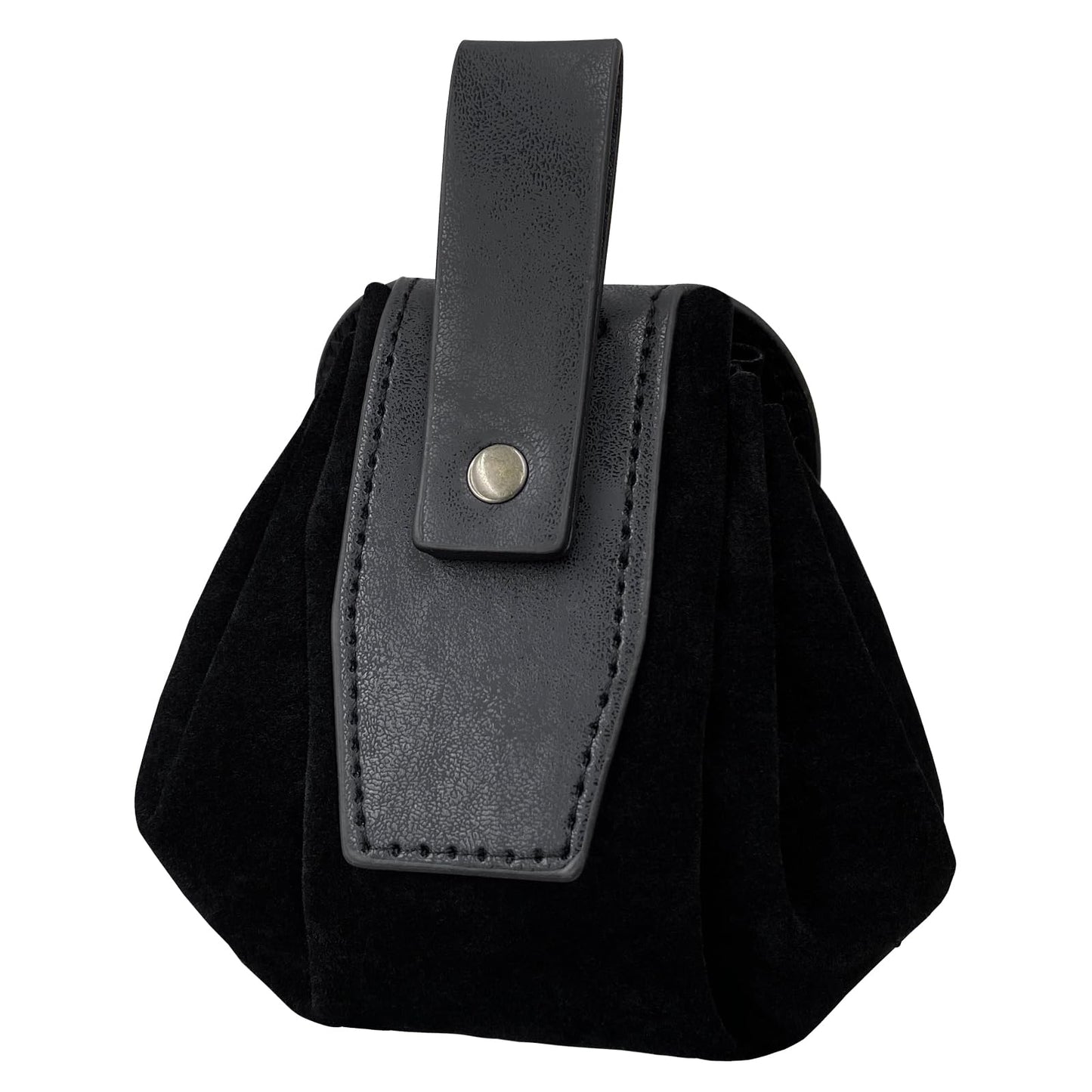 HiiFeuer Medieval Embossed Faux Leather Belt Pouch, Retro Renaissance Portable Belt Bag Coin Purse Dice Bag for LARP Ren Faire (Black A)