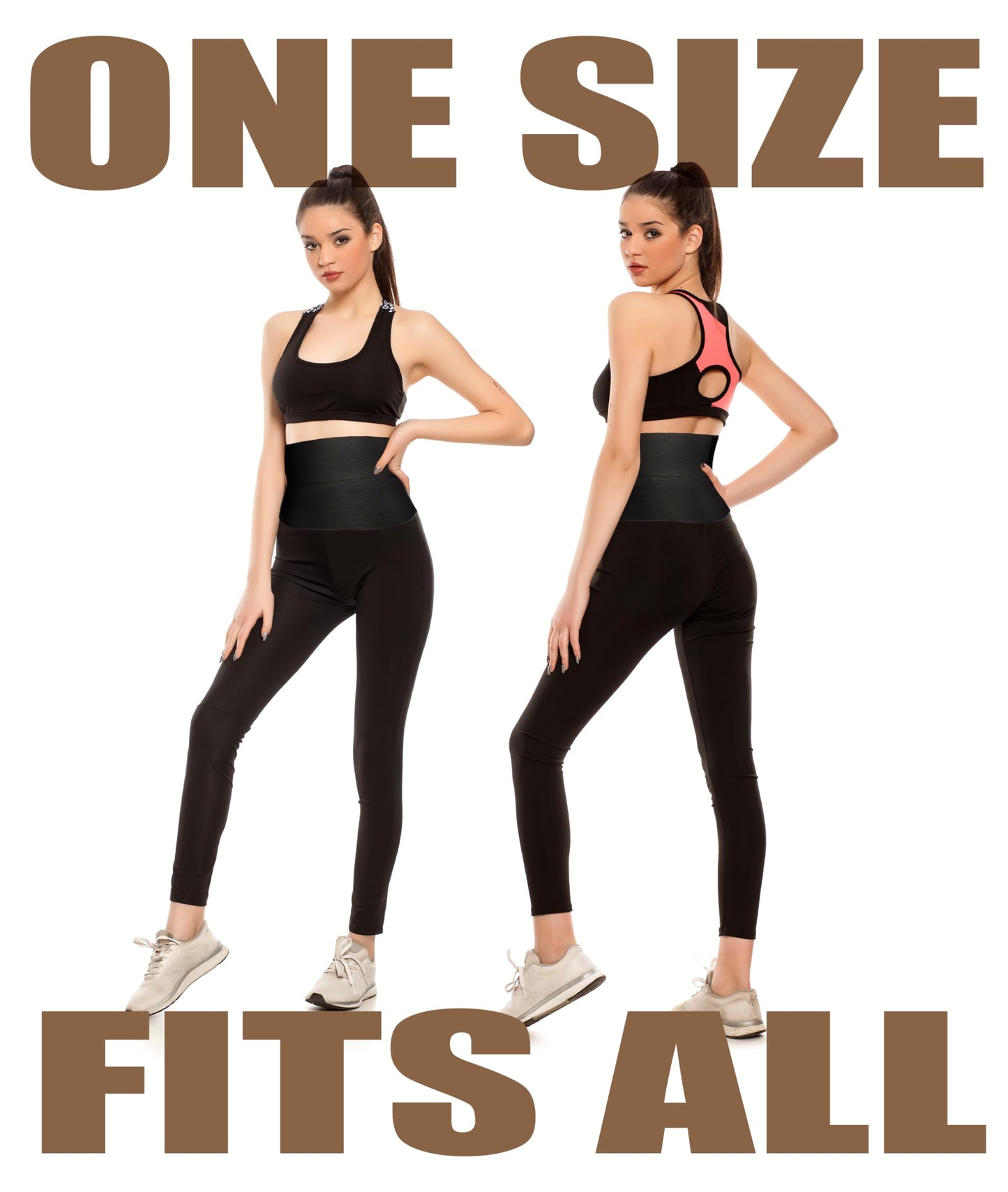Waist Trainer for Women - Adjustable Postpartum Belly Wrap Tummy Control Bandage & Core Stability, Elastic Waist Trimmer Belt for Fitness, Daily Use, Black