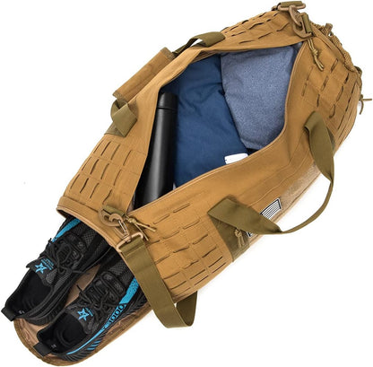 QT&QY 40L Military Tactical Duffle Bag For Men Sport Gym Fitness Tote Travel Training Workout With Shoe Compartment Basketball Football Weekender