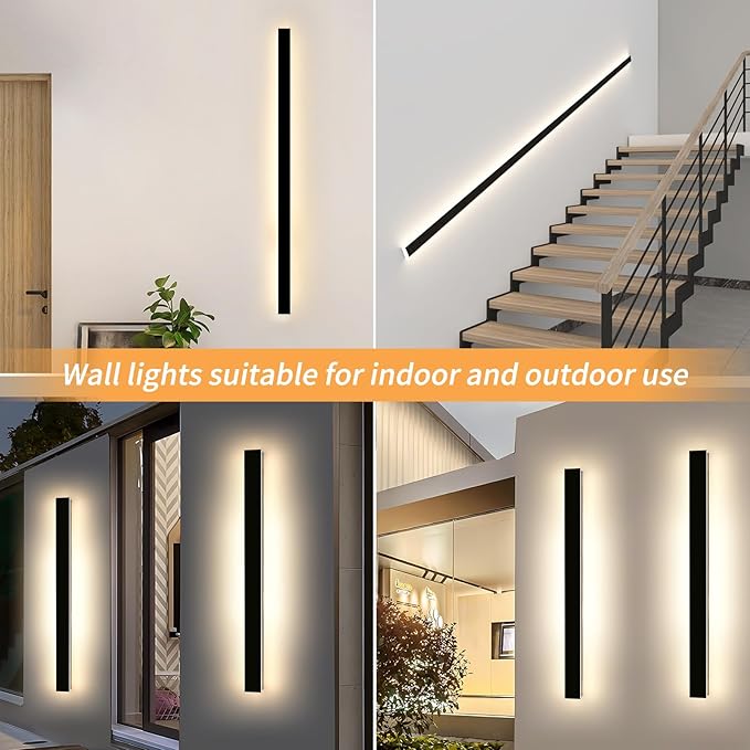 Mikeru 59inch Long LED Wall Light, 3000k Exterior Wall Sconces, Acrylic Invisible Exterior Wall Light for Porch Modern Outdoor Wall Mount Lighting for House Courtyard Balcony Porch Patio Garage